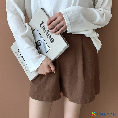 [naning9] Bless Linen Pantskirt [Brown]