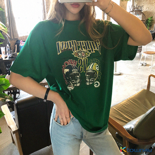 [naning9]Superable vintage printed T-shirt_green