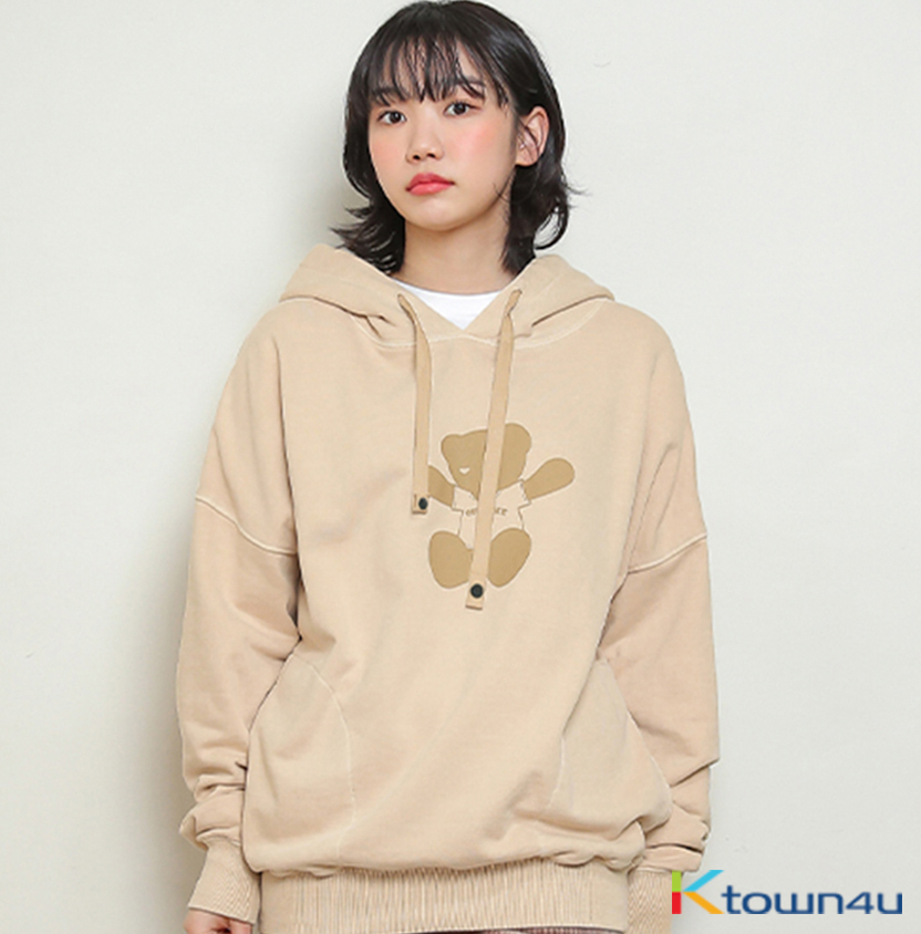 【CPGN STUDIO】DTP Lil Bear Brushed Hood Cream ktown4u.com : AQO Pigment Bear Hoodie [Beige]