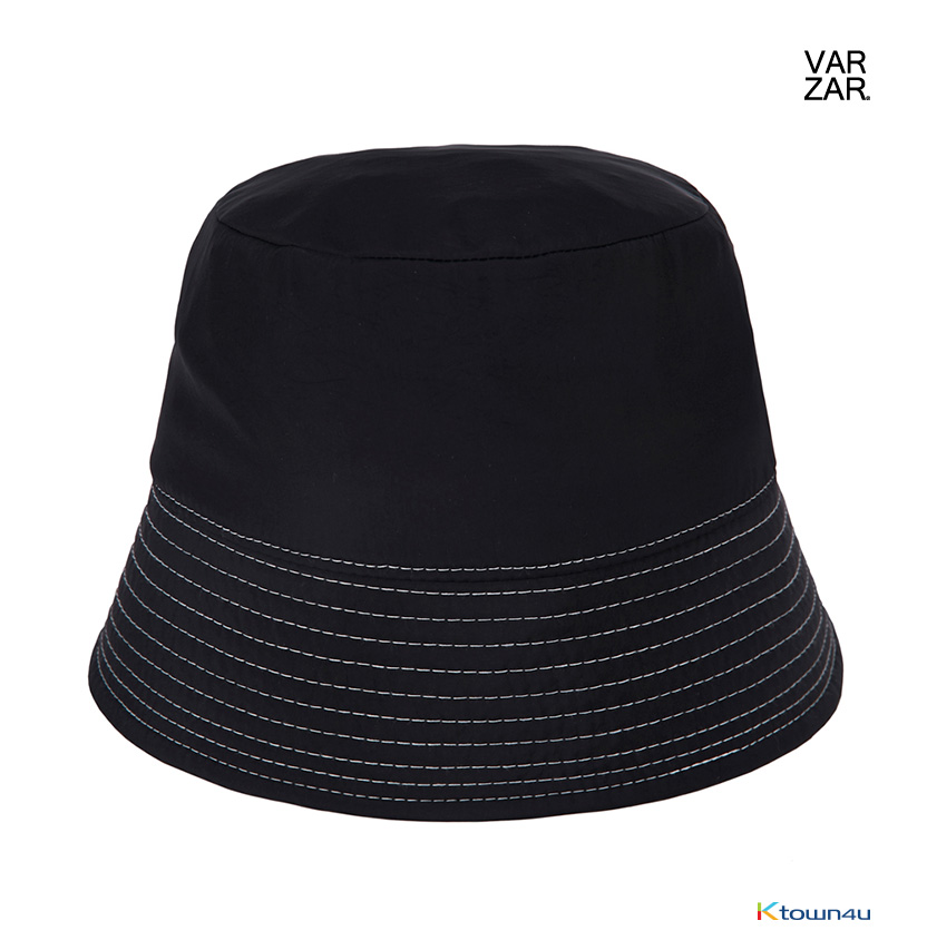 ♥Event!♥ White Stitch Poly Drop Bucket Hat [Black]