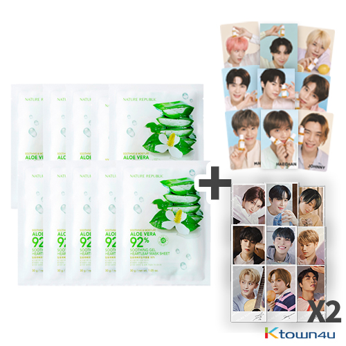 [EXP.2022.06][NCT127 gift][NATURE REPUBLIC] SOOTHING & MOISTURE ALOE VERA 92% SOOTHING GEL HEARTLEAF MASK SHEET 10EA