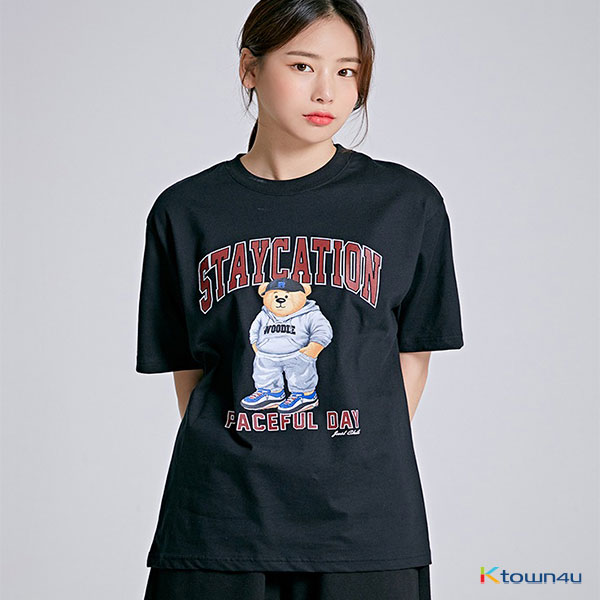 [SPAO] (La Athletic) Woody's Zipcock Short Sleeve T-shirt SPRLB25C11_BLACK(4sizes)