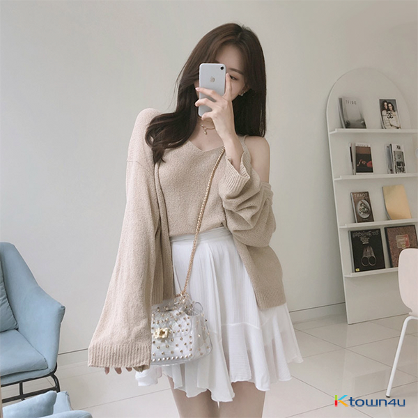 cd1093 Knit Cami and Cardigan Set_Beige(Free)