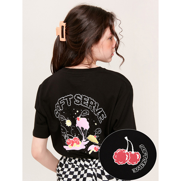 2) Soft Middle Cherry T-Shirt KH [Black]