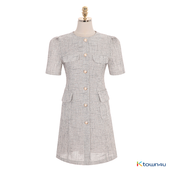 ktown4u.com : 3) Short Sleeve Tweed Dress [Beige][L]