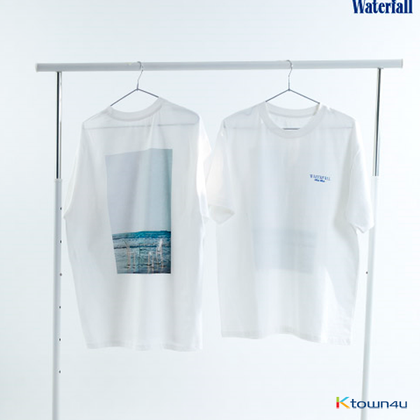 B.I - [Waterfall] OFFICIAl MD Short Sleeve Shirts (Color : White Size : L)