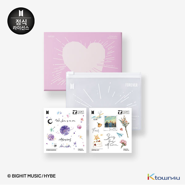 [instant tattoo] BTS Music Theme_1+1 set(Dream+Forever: Dynamite, Blackswan + SpringDay, Mikrokosmos + BTS logo pouch 2)