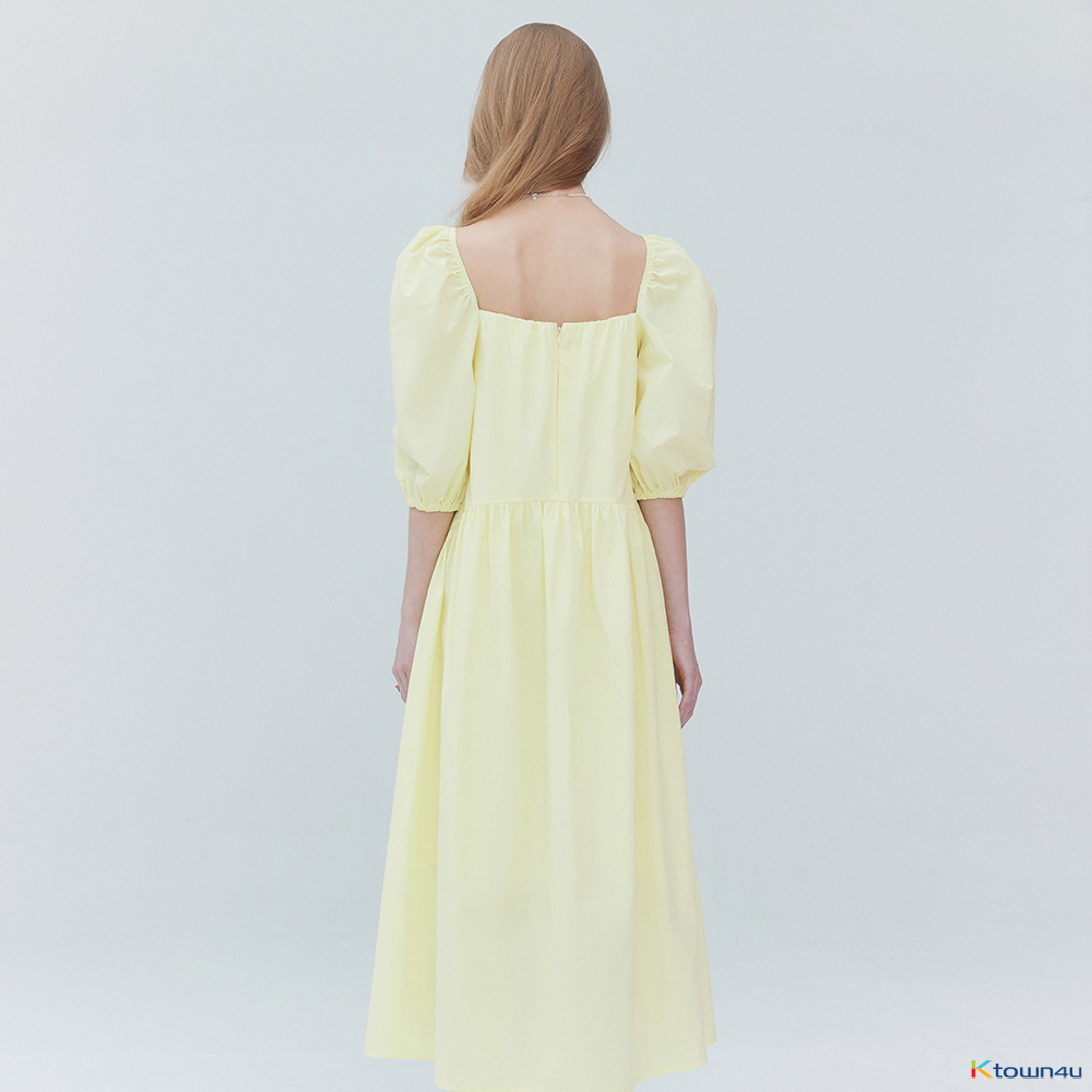 Square neck long dress 001 Yellow