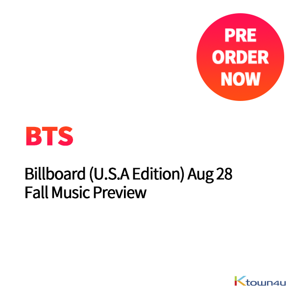 Billboard (U.S.A Edition) Aug 28 Fall Music Preview (Cover : BTS)
