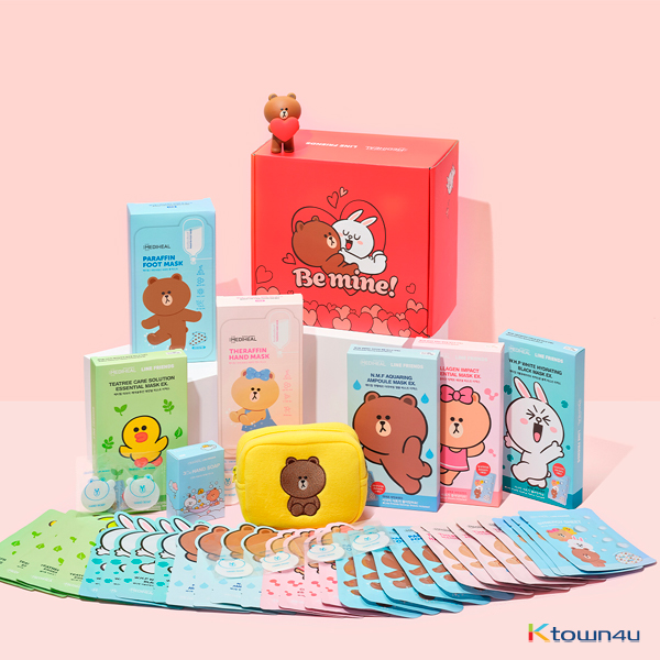 LINE FRIENDS "BE MINE" Special Set - (LINE 4cases each(4ea) + Hand(1case) + Foot(1case) + Cosmetic Pouch + Hand Soap)