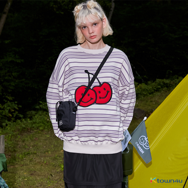 ktown4u.com : DOODLE CHERRY STRIPE SWEATSHIRT KA_IVORY