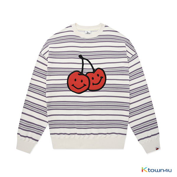 ktown4u.com : DOODLE CHERRY STRIPE SWEATSHIRT KA_IVORY