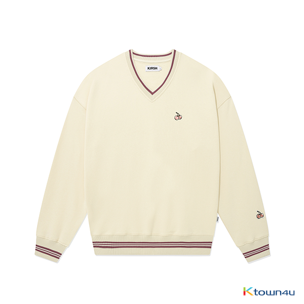 ktown4u.com : V-Neck Small Cherry Sweatshirt KA [Ivory]