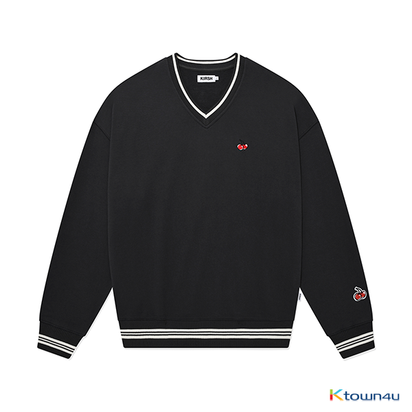 ktown4u.com : V-Neck Small Cherry Sweatshirt KA [Charcoal]