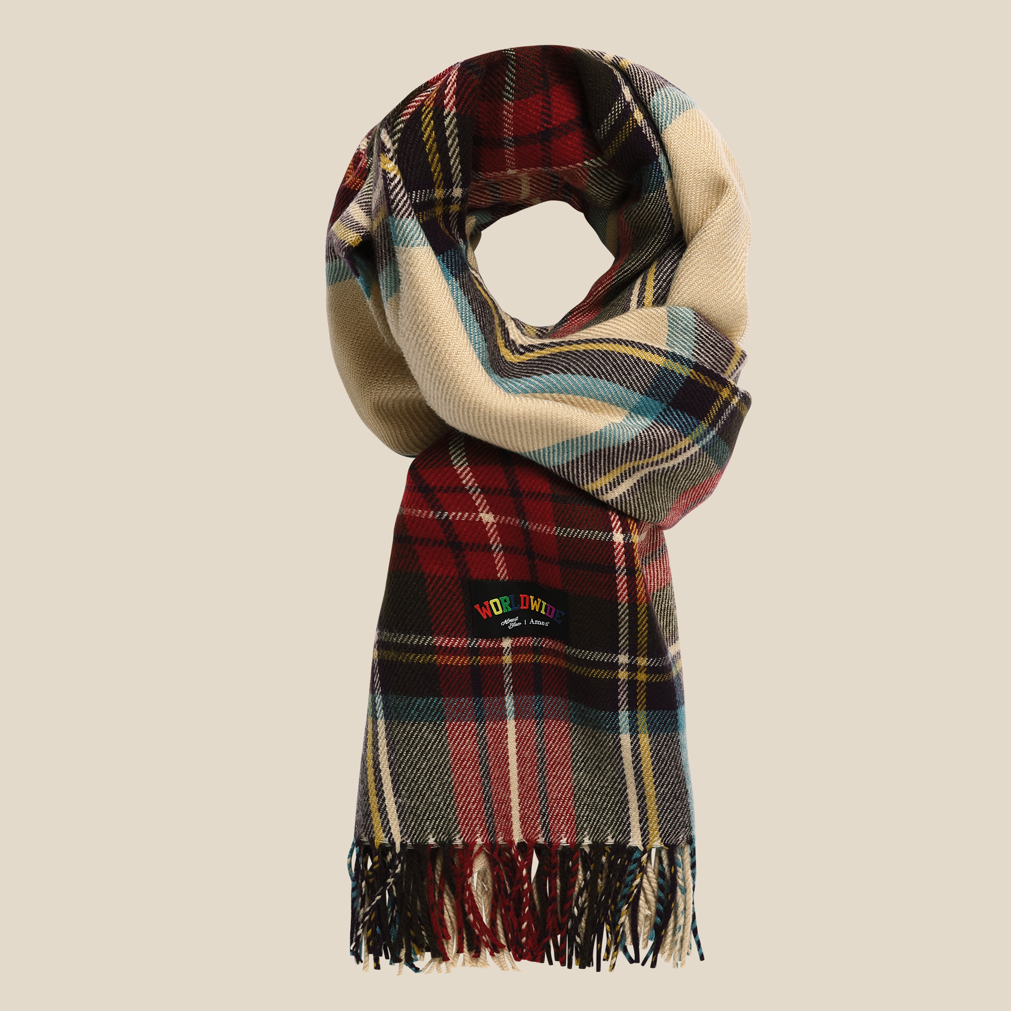 [ALMOSTBLUE] ALMOSTBLUE X AMES HOLIDAY CHECK MUFFLER 2. FRENCH VANILLA