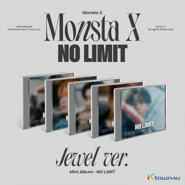 [全款 裸专] [5CD 套装] MONSTA X - 迷你专辑 Vol.10 [NO LIMIT] (Jewel Ver.) (MINHYUK Ver. + KIHYUN Ver. + HYUNGWON Ver. + JOOHONEY Ver. + I.M Ver.)_KiYoo_刘基贤中文首站