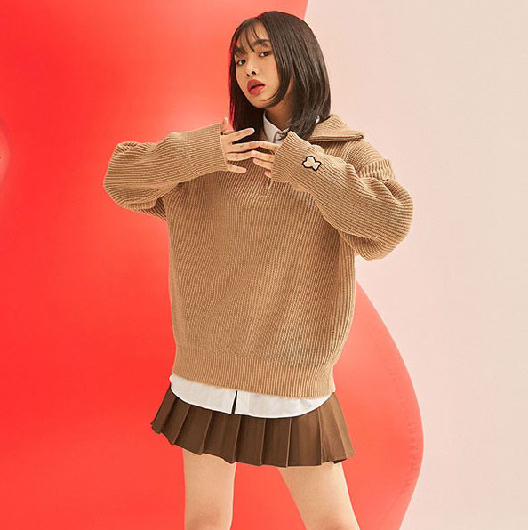 AQO STUDIO SPACE ★Bear Cable Half Knit ktown4u.com : AQO BEAR HALF ZIP-UP KNIT [3COLORS]