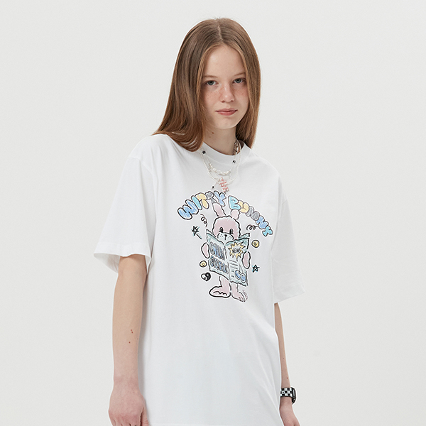 WITTY BUNNY HAND DRAWING SHORT SLEEVE T-SHIRT [WHA][1]