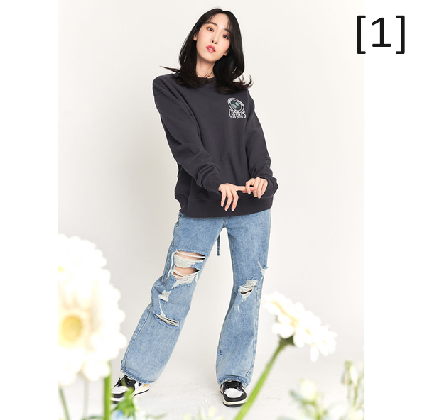 [全款] [CHARM'S] (VIVIZ)(内封：SINBI个人/团体小卡 4张中 随机赠送一张) SINB GERBERA SWEATSHIRT [CHARCOAL]