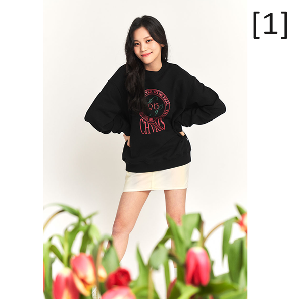 [全款] [CHARM'S] (VIVIZ)(内封：UMJI个人/团体小卡 4张中 随机赠送一张) UMJI TULIP SWEATSHIRT [BLACK]