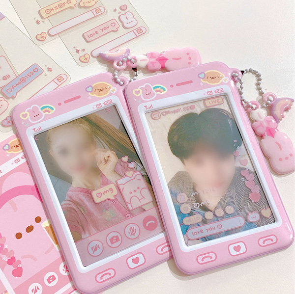 Pink phone photo holder