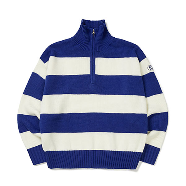 (MONSTA X JOOHONEY)(Gift-3Photo Cards Set) 08 Stripe Half Zip-Up Knit Wear [Blue]