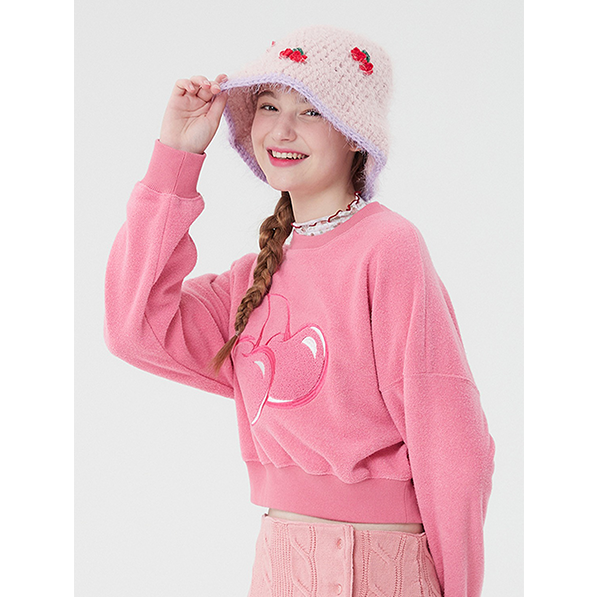 ktown4u Big Cherry Fleece Crop Sweatshirt PIA Free
