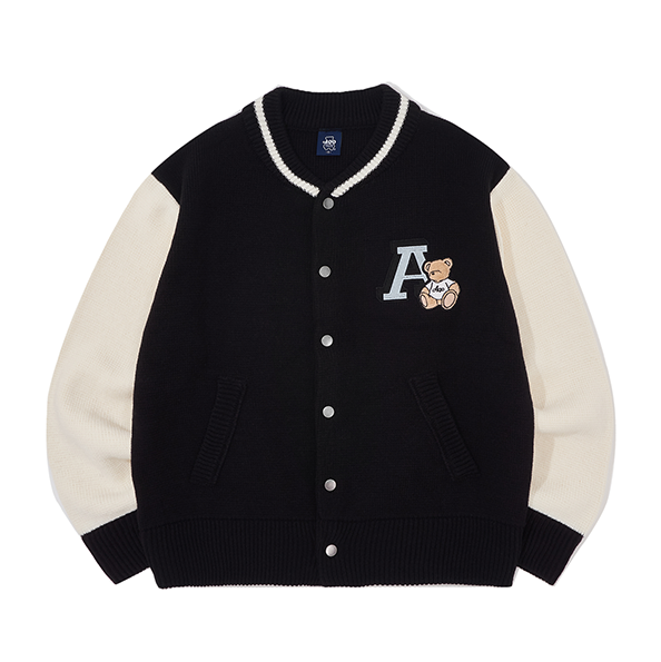 (MONSTA X KIHYUN)(Gift Set-PhotoCards3p+4LifeCuts1p) A-Bear Knit Stadium Jacket [Black]