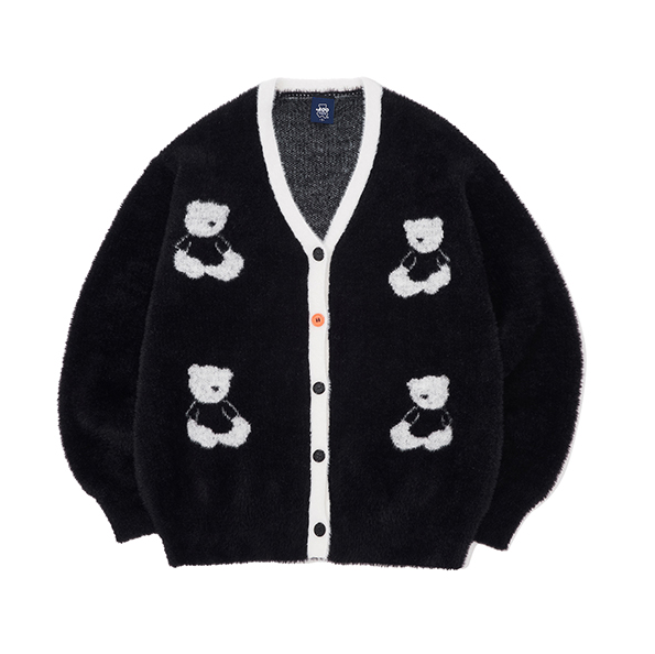 [AQO STUDIOSPACE] (MONSTA X KIHYUN Gift Set) Bear Eco Fur Cardigan [Black]