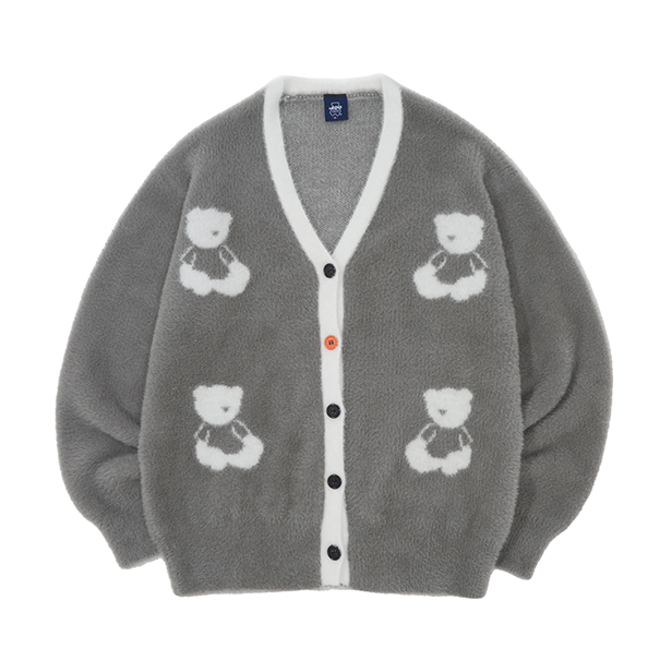 (MONSTA X KIHYUN Gift Set) Bear Eco Fur Cardigan [Grey]