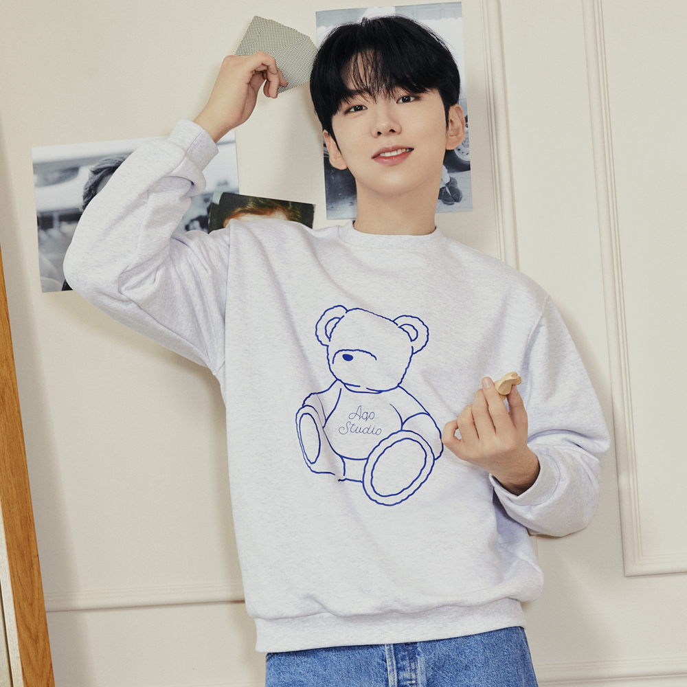 [AQO STUDIOSPACE] (MONSTA X KIHYUN Gift Set) Puffy Bear Sweatshirts [Melange]