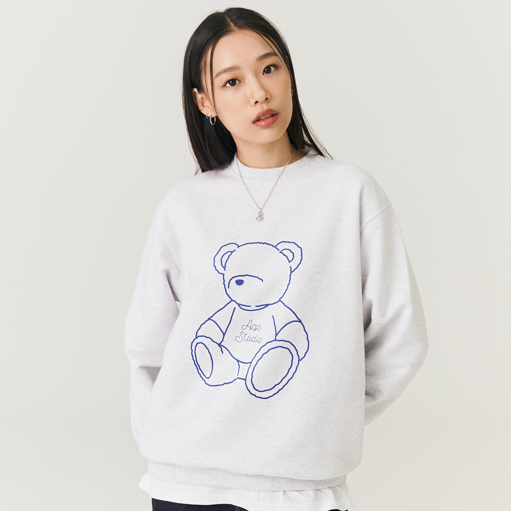 [AQO STUDIOSPACE] (MONSTA X KIHYUN Gift Set) Puffy Bear Sweatshirts [Melange]