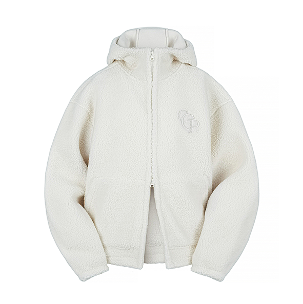 Heavy Boa CGP Fleece Hood Zip-Up Jumper [Cream]