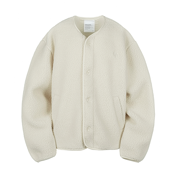 Heavy Boa Warm Up Fleece Jacket Cardigan [Beige]