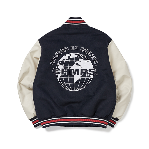 [BORNCHAMPS] CHMPS Wool Varsity Jacket [Navy][M]