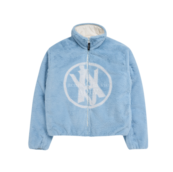(LISA Random 1 Out of 5 Gifts) Reversible A Logo Emblem Fake Fur Jacket [Sky Blue]