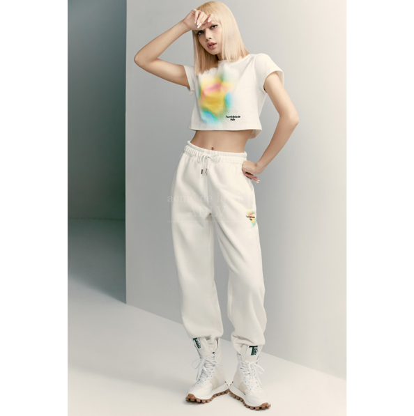 (LISA Random 1 Out of 5 Gifts) Rainbow Gradation Artwork Sweat Pants [Cream]