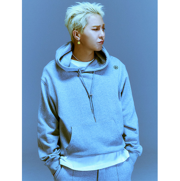 (MINO) Logo Embroidered Basic Hooded Sweatshirt [MelangeGrey]