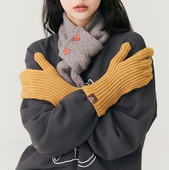 Bear Knit Gloves [Yellow][Free]