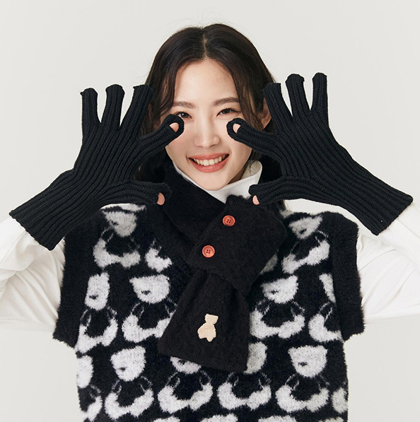 Bear Knit Gloves [Black][Free]