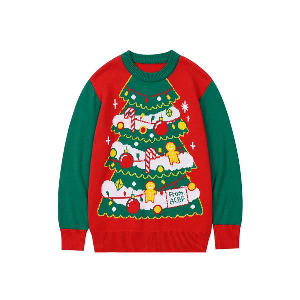 [ACBF] Christmas Tree Ugly Knit [Red][One]