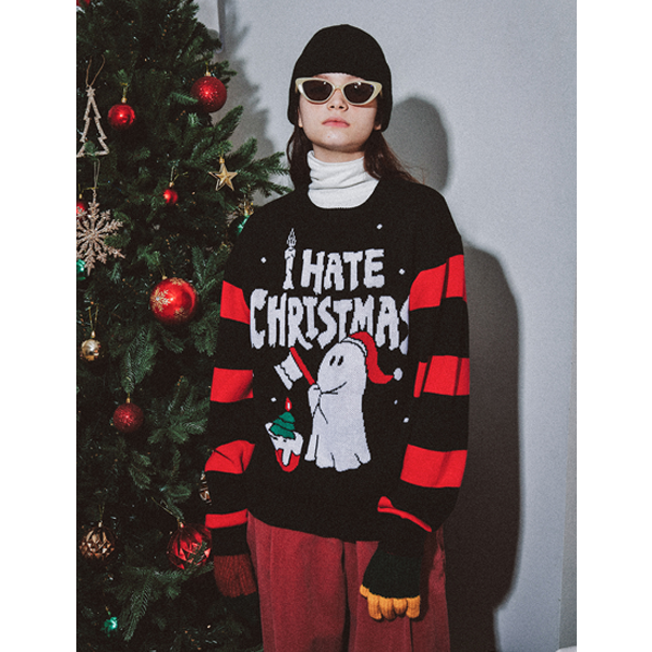 ((G)I-DLE) Christmas Ghost Trick Knit [Black][One]