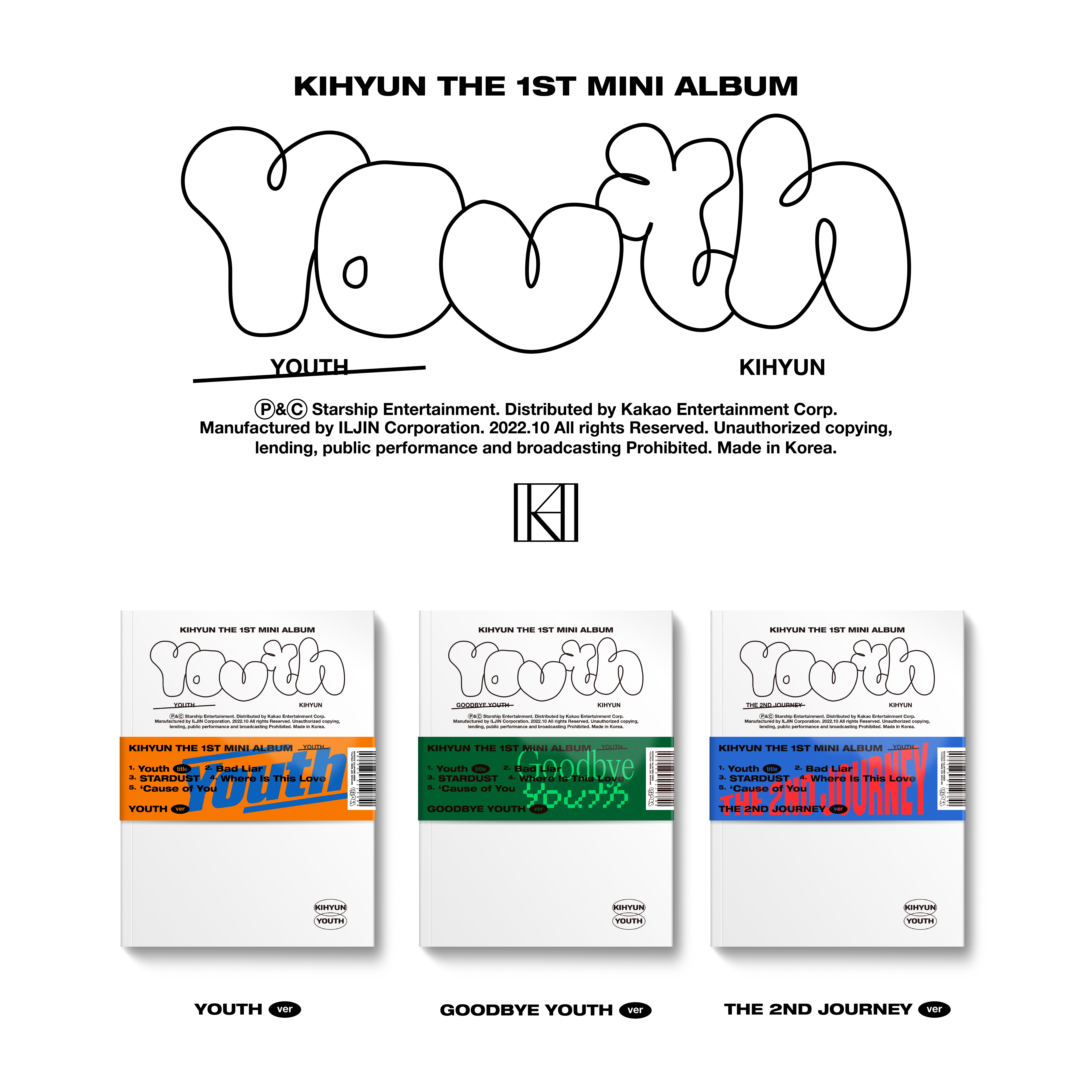 [全款 裸专][2nd] [视频签售活动] Kihyun - 迷你专辑 1辑 [YOUTH] (随机版本)_KiYoo_刘基贤中文首站