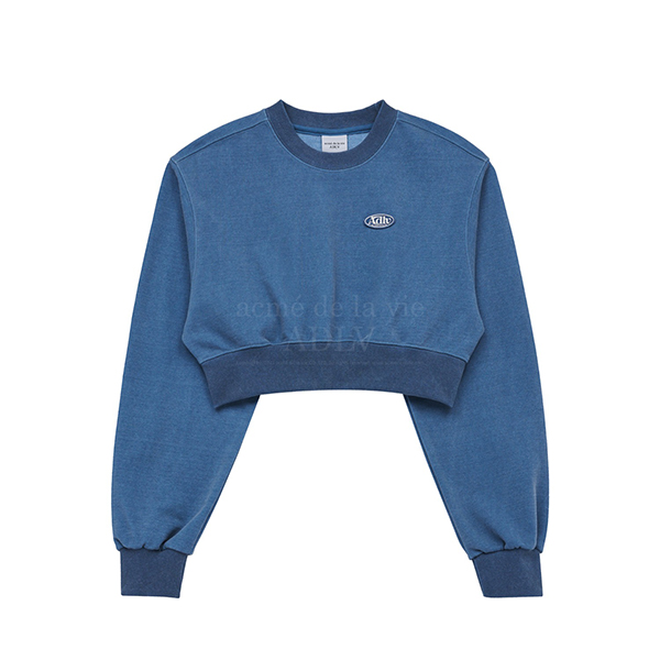 (LISA Gift) ADLV Circle Wappen Crop Sweat Shirt [Navy][1]