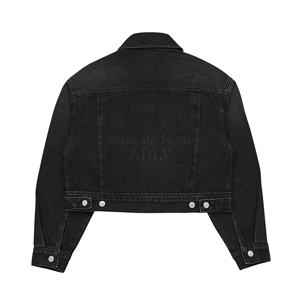 (LISA Gift) ADLV Circle Wappen Denim Crop Jacket [Black][1]