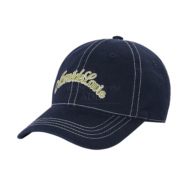 Script Logo Color Embroidery Ball Cap [Navy][1]