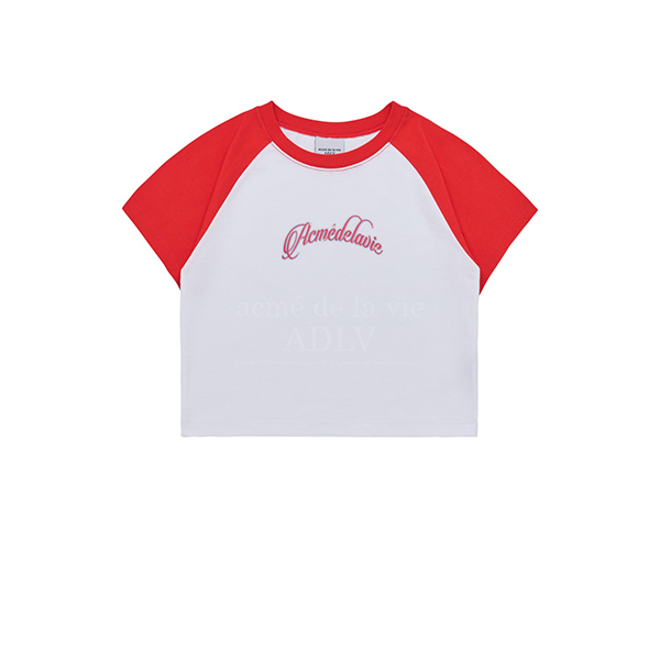 (LISA Gift) Twinkle Script Logo Crop Short Sleeve T-Shirt [Red][1]