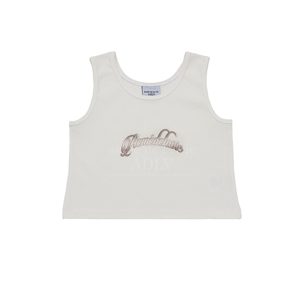 (LISA Gift) Twinkle Script Logo Crop Tank Top [White][1]