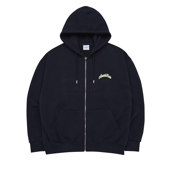 A Logo Symbol Printing Hoodie Zip Up [Navy]