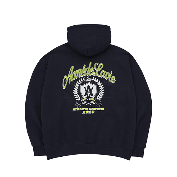 A Logo Symbol Printing Hoodie Zip Up [Navy]